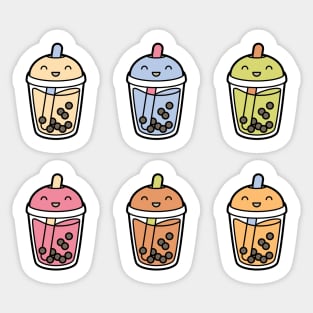 Cute Kawaii Colorful Bubble Teas - 6 Flavors Sticker